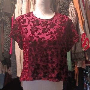 FIELD MANOR VINTAGE beaded..velvet and poly top